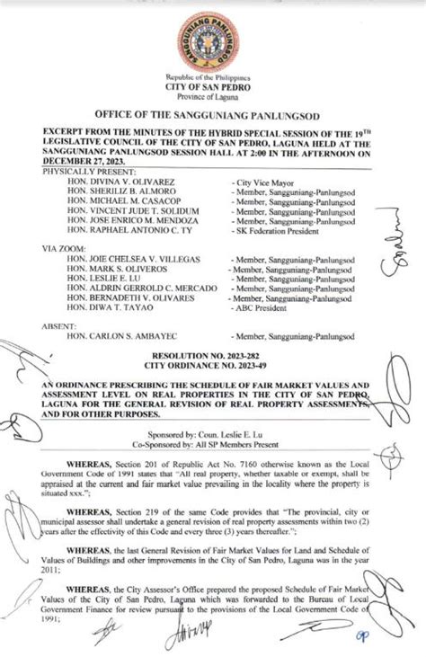 Revision of fair market values of properties in San Fernando.